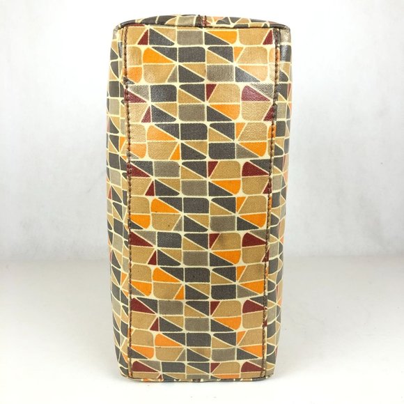 Fossil Key-Per Calypso Brown Grey Orange Cowhide Leather Trim Shoulder Bag Purse - Picture 7 of 12